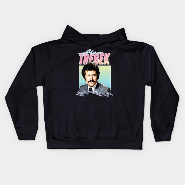 Alex Trebek / Retro Vintage Aesthetic Fan Design Kids Hoodie by DankFutura